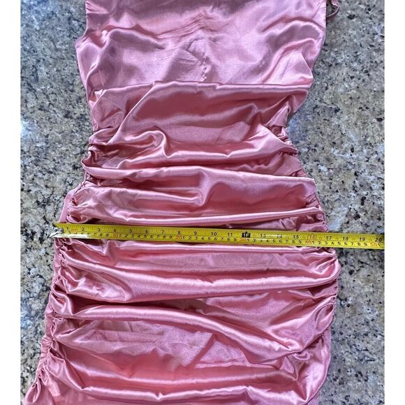 NWT Ruched Blush Satin Mini Slip Dress SZ 10 Tall Elegant Coquette Office Siren - Picture 15 of 16